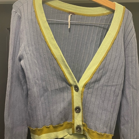 Free People Blue and Yellow Cardigan - Picture 2 of 5